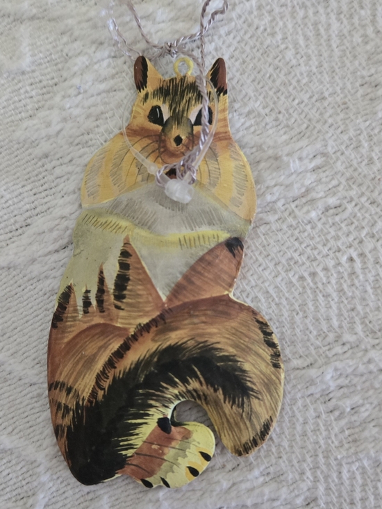 Other - Hand-Painted Small Chipmunk Ornament in Brown and Cream